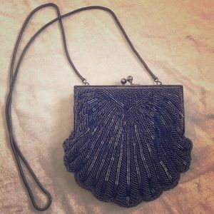 Snazzy silver beaded evening purse